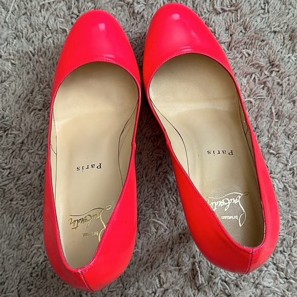 Christian Louboutin bright coral platform heels - Picture 2 of 12